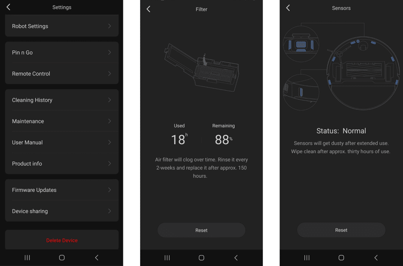 Die Wartungsinformationen zu den einzelnen Verschleißteilen werden in der Roborock S8 Plus App dargestellt.